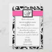 Black and Hot Pink Damask Wedding Invitations | Zazzle