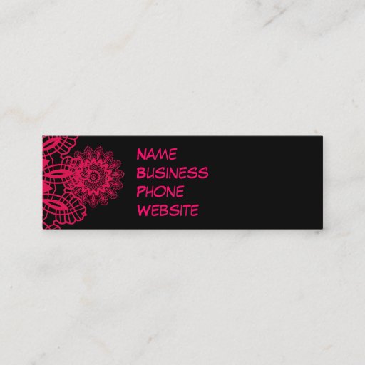 Customizable Black and Hot Pink Fuchsia Lace Snowflake Design Business Card Template