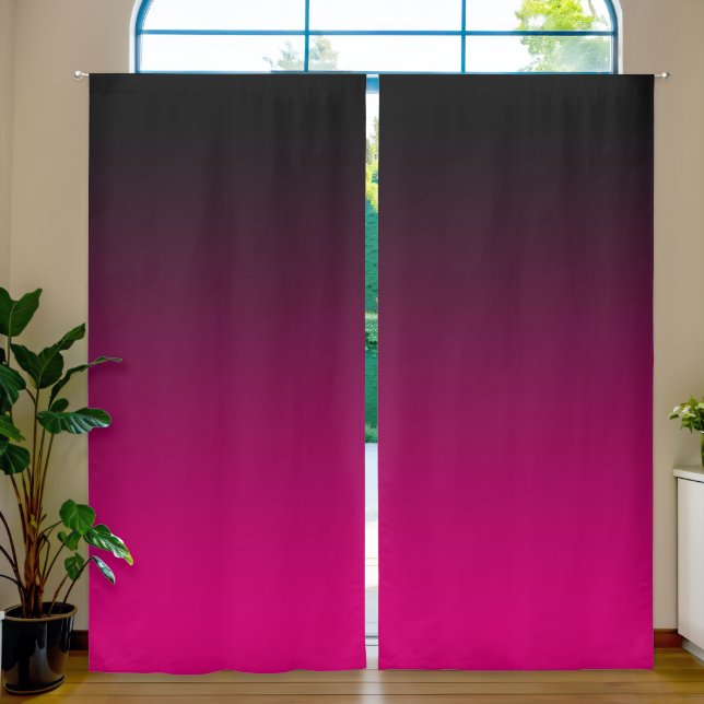 Black and Hot Pink Gradient Blackout Curtains (Living Room)