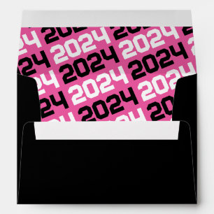 Black and Hot Pink Graduation Envelopes