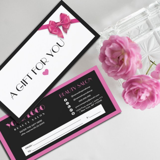 Black and Hot Pink heart logo gift certificate (Creator Uploaded)