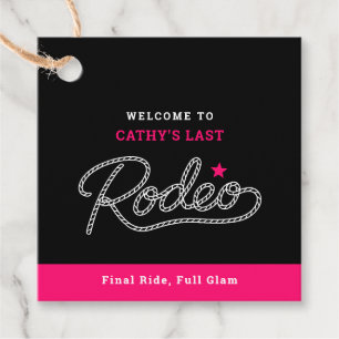 Black and Hot Pink Last Rodeo Bachelorette Party Favor Tags