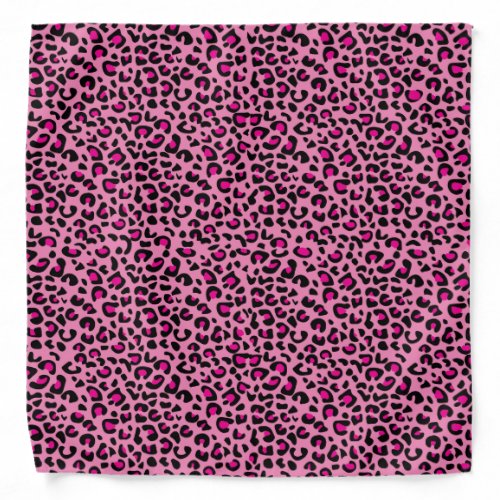 Black and Hot Pink Leopard Animal Print Bandana
