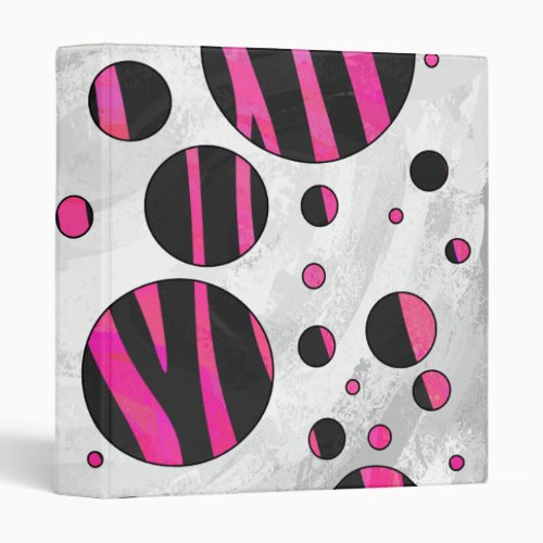 Black and Hot Pink Piloka Dot Zebra Binder