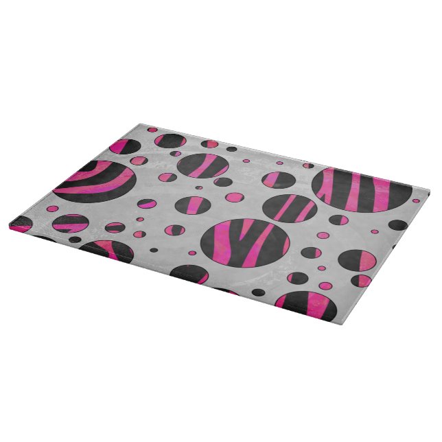 Black and Hot Pink Piloka Dot Zebra Cutting Board (Corner)