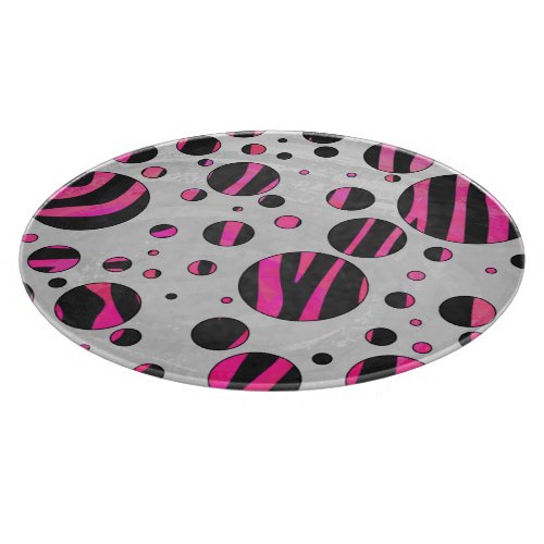 Black and Hot Pink Piloka Dot Zebra Cutting Board