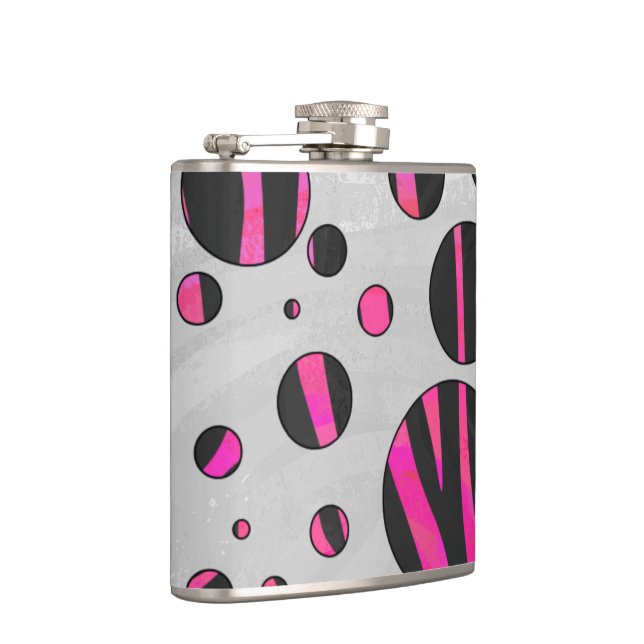Black and Hot Pink Piloka Dot Zebra Flask (Right)