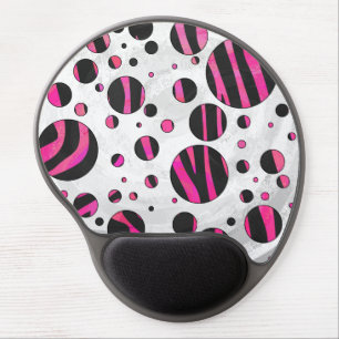 Black and Hot Pink Piloka Dot Zebra Gel Mouse Pad