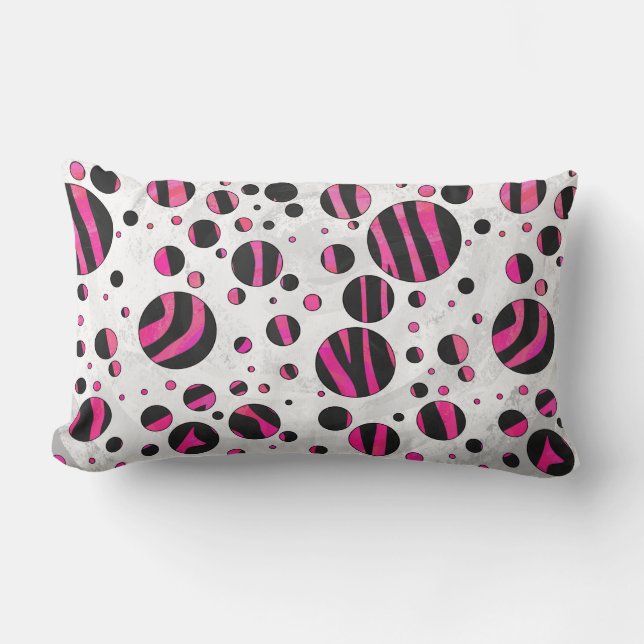 Black and Hot Pink Piloka Dot Zebra Lumbar Pillow (Front)