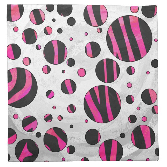 Black and Hot Pink Piloka Dot Zebra Napkin (Front)
