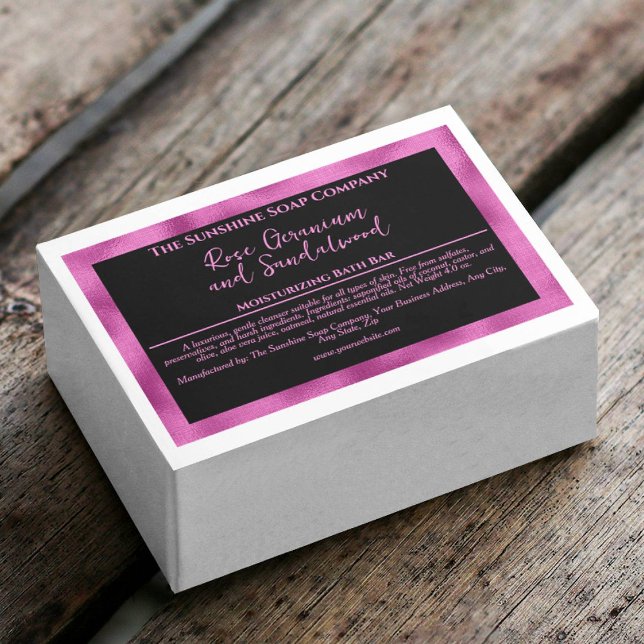 Black and hot pink waterproof soap box label (Creator Uploaded)