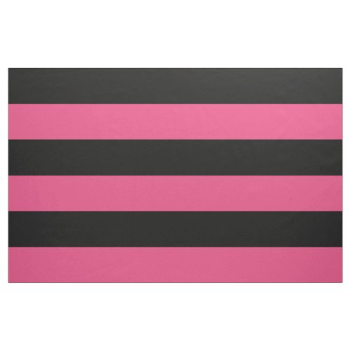 Black and Hot Pink Wide Stripes Large Scale Fabric