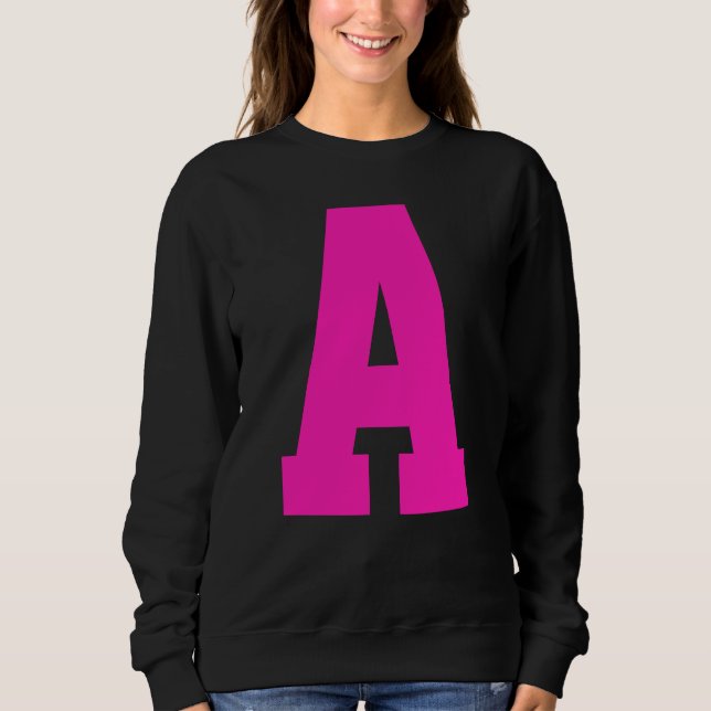 Black and Hot Pink Womens Personalised Monogrammed Sweatshirt (Front)
