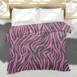 Black and Hot Pink Zebra Duvet Cover
