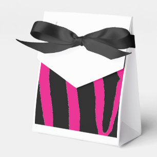Black and Hot Pink Zebra Pattern Favor Boxes