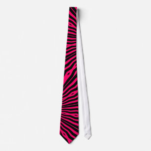 Black and Hot Pink Zebra Pattern Tie