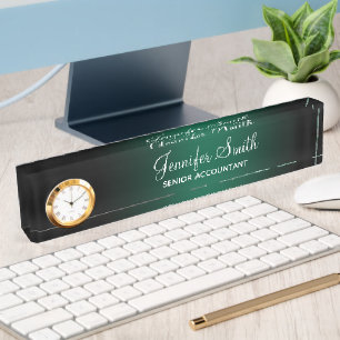 Black and Hunter Green Gradient with Job Title Desk Name Plate