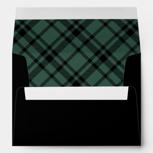 Black and Hunter Green Tartan Plaid Holiday Envelope