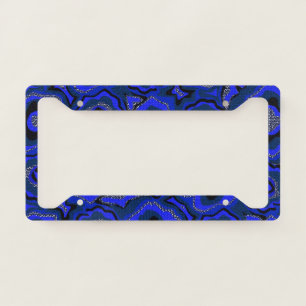 Black and indigo blue abstract pattern. license plate frame