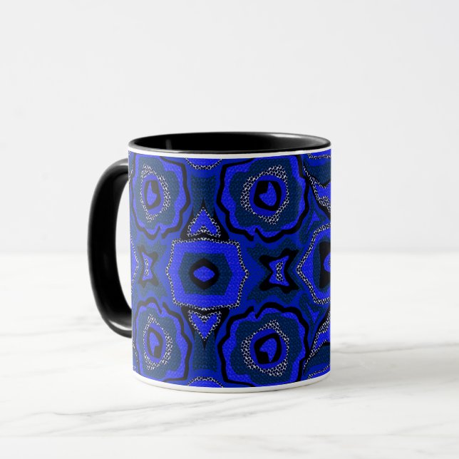 Black and indigo blue abstract pattern. mug (Front Left)