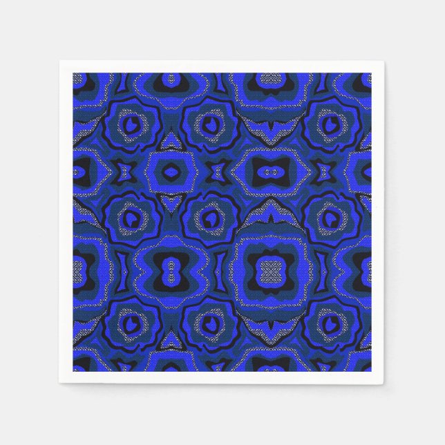 Black and indigo blue abstract pattern. napkins (Front)
