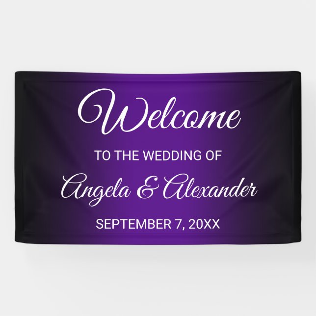 Black and Indigo Purple Gradient Wedding Banner (Horizontal)