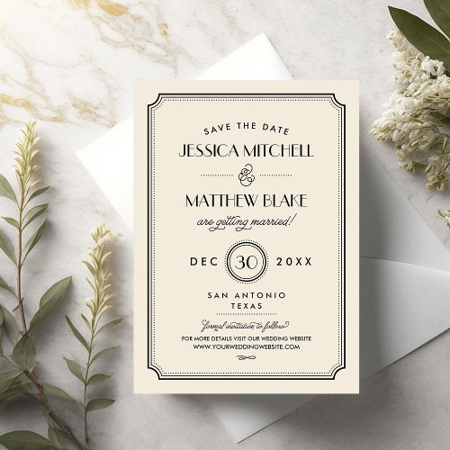 Black and Ivory Art Deco Save the Date