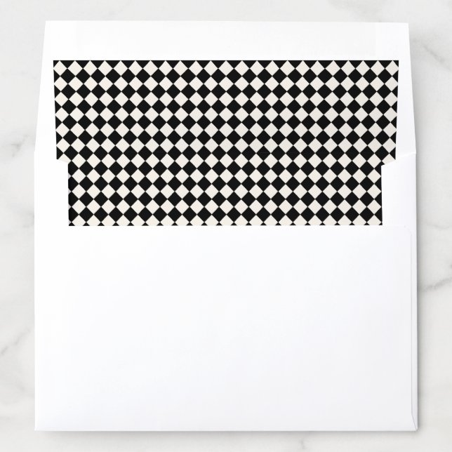 Black and Ivory Checkerboard Pattern Art Deco Jazz Envelope Liner (In Envelope)