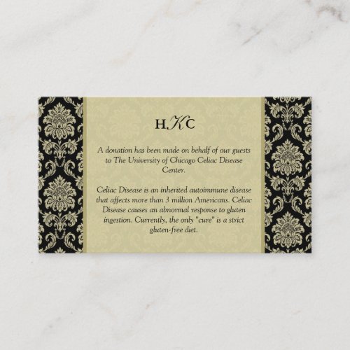 Black and Ivory Damask Reception Table Card Business Card Templates
