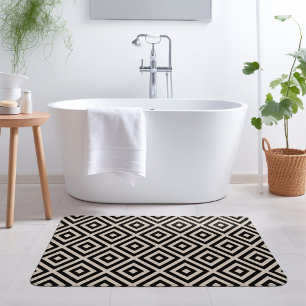 Black and Ivory Diamond Modern Farmhouse Bath Mat