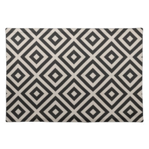 Black and Ivory Diamond Pattern Woven Cotton Placemat