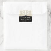 Black and Ivory Floral Thank You Sticker (Bag)