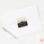 Black and Ivory Floral Thank You Sticker (Envelope)