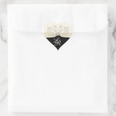 Black and Ivory Heart Shaped Wedding Sticker (Bag)