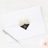 Black and Ivory Heart Shaped Wedding Sticker (Envelope)