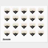 Black and Ivory Heart Shaped Wedding Sticker (Sheet)