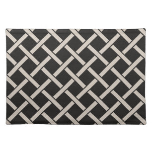 Black and Ivory Lattice Woven Cotton Cloth Placemat