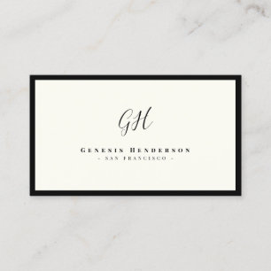 Black and Ivory Luxury Monogram   Chic Minimalist Business Card
