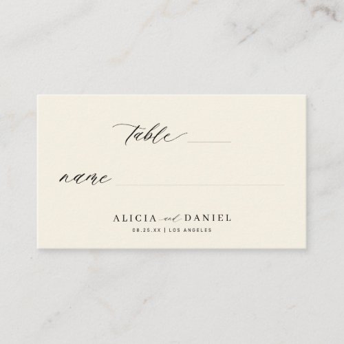 Black and ivory minimalist elegant wedding place card