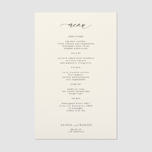 Black and Ivory minimalist QR code wedding  Menu