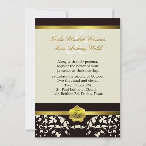 Black and Ivory Monogram Wedding Invitation