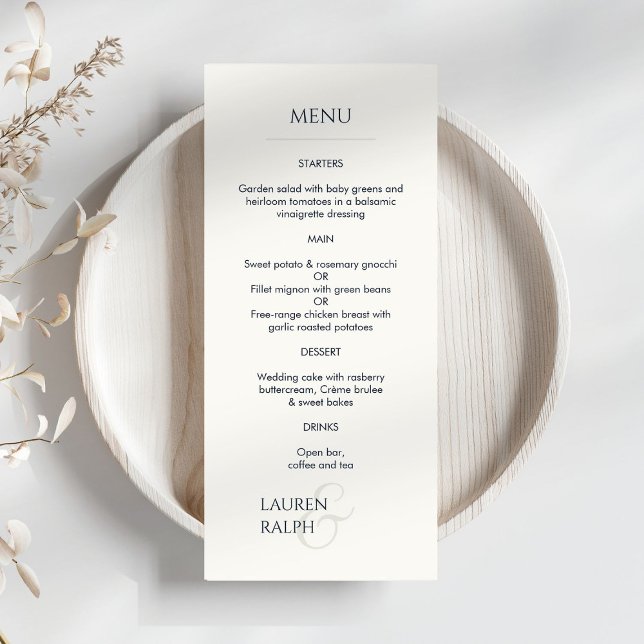 Black and Ivory Monogrammed Wedding Menu (Creator Uploaded)