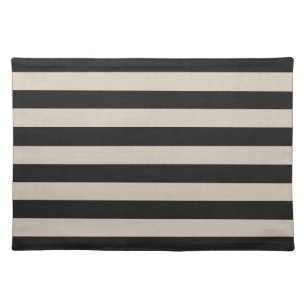 Black and Ivory Rustic Stripes Woven Cotton Cloth Placemat