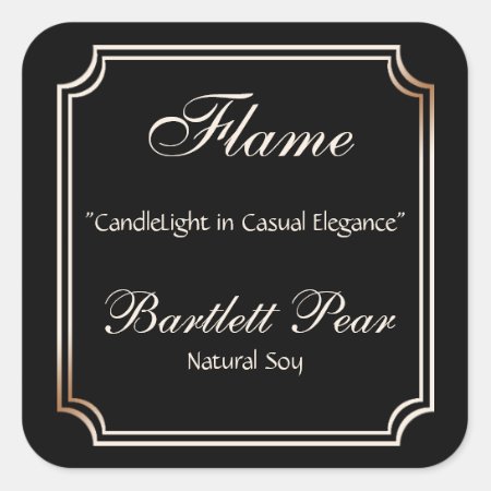 Black And Ivory Scallop Frame Candle Label