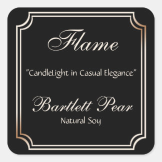 Black and Ivory Scallop Frame Candle Label