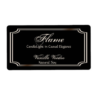 Black and Ivory Scallop Frame Candle Label