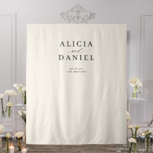Black and ivory simple modern wedding backdrop