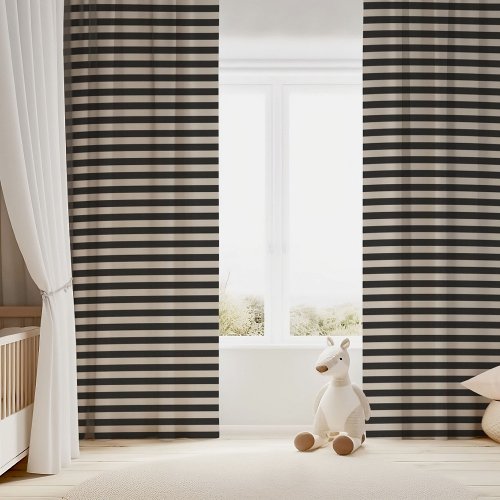 Black and Ivory Stripes Blackout Curtains