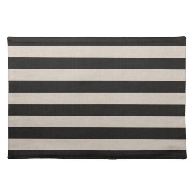Black and Ivory Stripes | Modern Farmhouse Cloth Placemat (Front)
