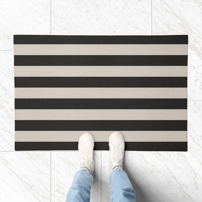 Black and Ivory Stripes | Modern Farmhouse Doormat (Indoor)